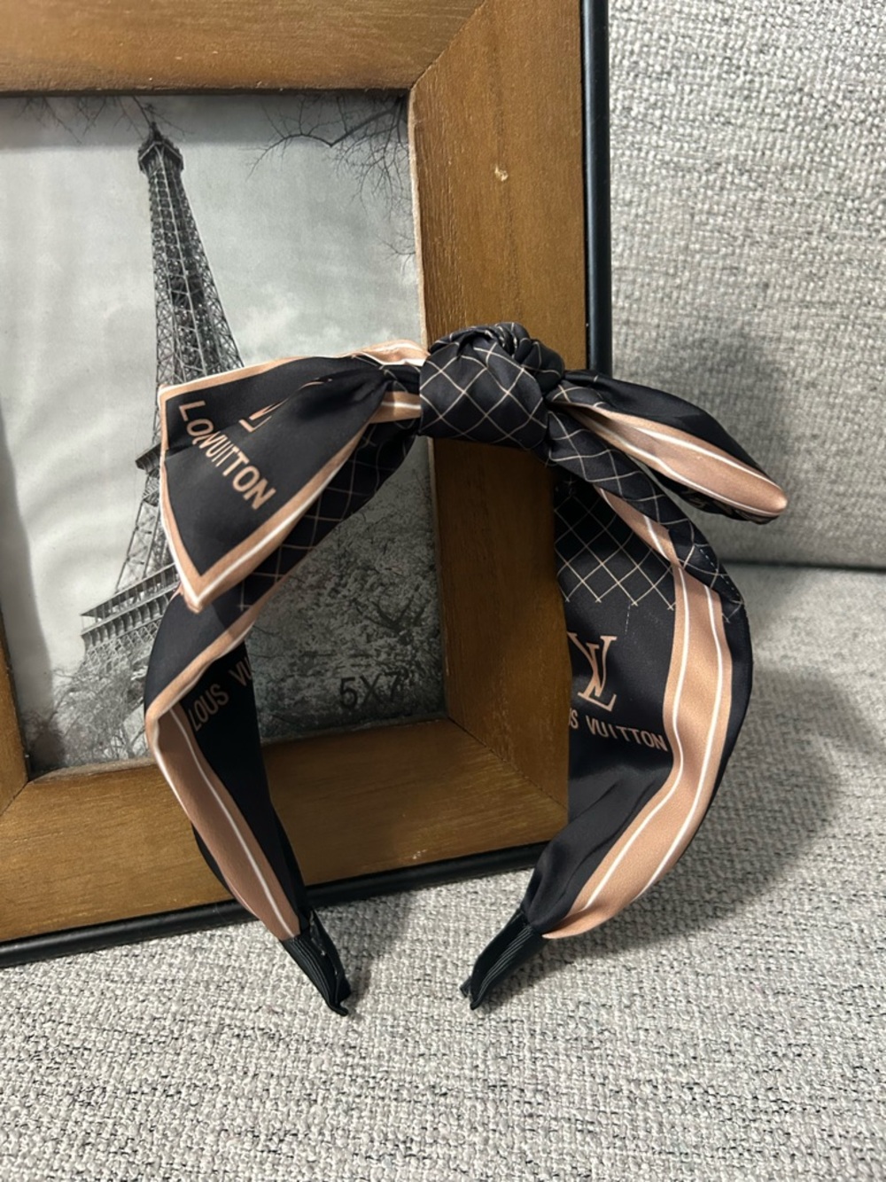 Black and Blush Knot Bow Headband